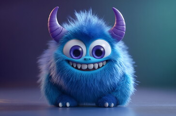 Fototapeta premium kind blue monster ai generated
