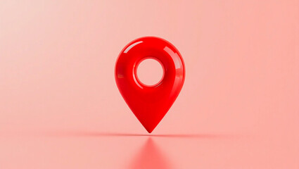 3D-rendered red map location pin symbol, representing navigation, GPS, and geolocation concepts, isolated on a white background