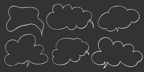 Crayon speech balloon for text or drawn. White color speech bubble for dialog. Crayon balloon with texture chalk. Vector illustration