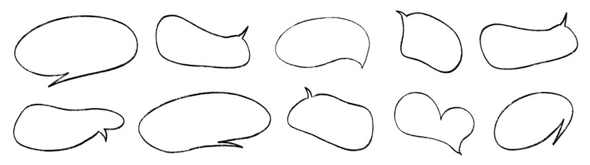 Crayon speech balloon for text or drawn. Black color speech bubble for dialog. Crayon balloon with texture chalk. Vector illustration