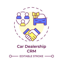 Car dealership crm multi color concept icon. Customer relationship management. Vehicle sale. Round shape line illustration. Abstract idea. Graphic design. Easy to use in infographic, presentation