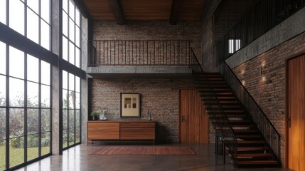 Modern Industrial Interior Design with Natural Light and Brick Walls