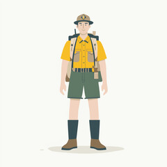 Set of girls and boys in scout costumes
