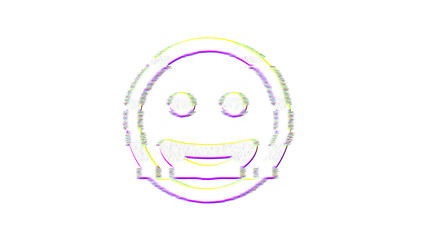 Icon grin is distorted. Glitch. Noise, chromatic aberration, geometric distortion