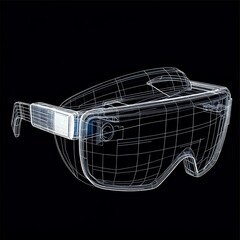 Futuristic Wireframe Glasses: A Glimpse into Augmented Reality Technology on a Clean Black Background