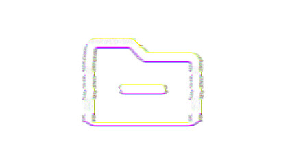 Icon folder minus is distorted. Glitch. Noise, chromatic aberration, geometric distortion
