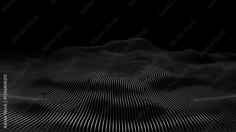 Poster dynamic wave patterns abstract environment visual art black background futuristic design conceptual 