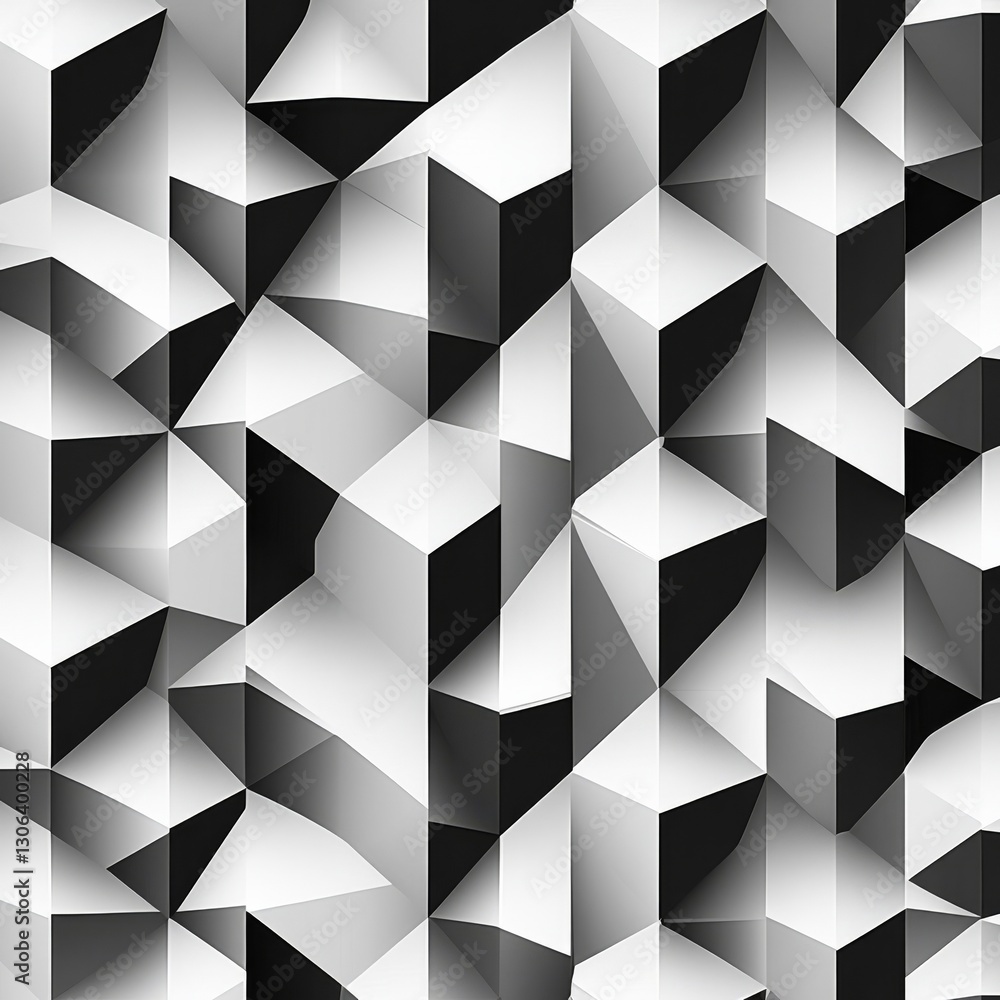 Aufkleber monochromatic geometric harmony: a dynamic composition of abstract triangles and cubes creates an ey