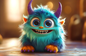 kind blue monster ai generated