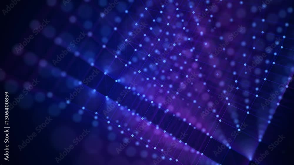 Poster Information storage cells. Abstract background with dots and lines. Network connection structure. Big data digital background. 3D rendering.