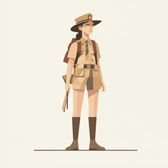 Set of girls and boys in scout costumes
