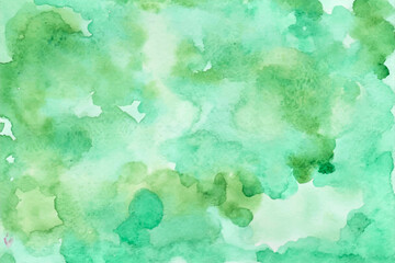 Green delicate watercolor background hand-drawn