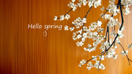 hello spring text on floral background