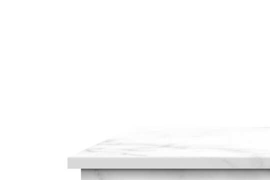 White Marble Table Corner, Suitable for Product Presentation Backdrop, Display, and Mock up. (Transparent PNG File)