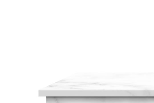 White Marble Table Corner, Suitable for Product Presentation Backdrop, Display, and Mock up. (Transparent PNG File)