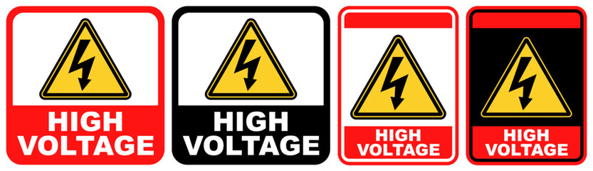 Set Collections sign high voltage. Electric shock danger sign template design vector illustration