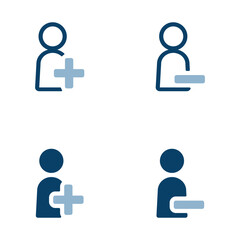 人物とプラスマイナスのアイコンイラスト