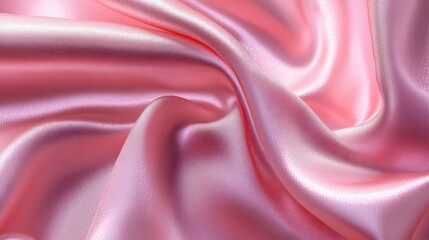 Obraz premium A close-up of shimmering pink satin fabric with narrow, delicate stripes, with the fabric catching the light, creating a sophisticated look.
