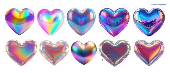 Set Collection of  Iridescent Love: A Holographic Heart in Bloom