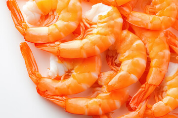 A stunning arrangement of whole raw king prawns showcases their vibrant orange color and delicate texture