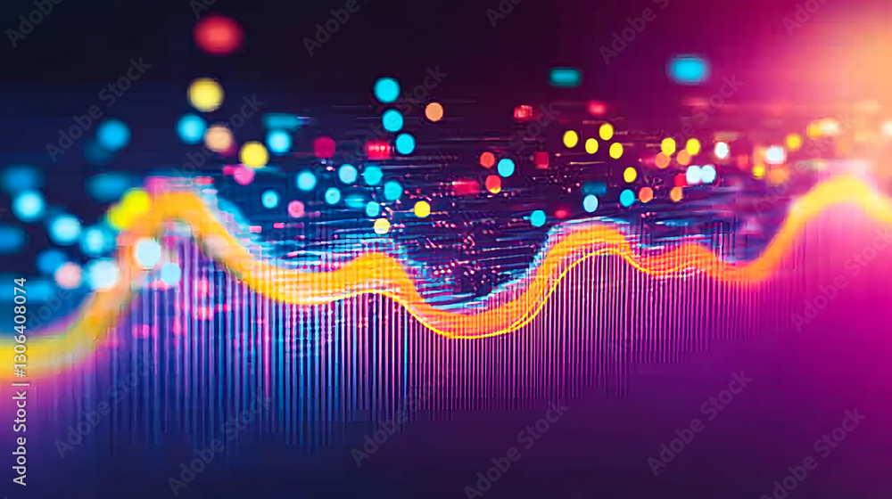 Poster dynamic data visualization digital space graphic design abstract environment colorful viewpoint conc