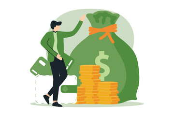 Man Long term investing or savings for fund, income results for business, future savings growth 