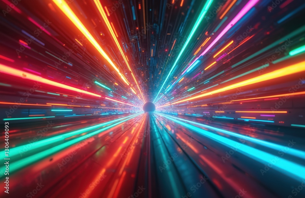 Poster dynamic lines of color collide in mesmerizing creative backdrop. perfect for tech, ai design project
