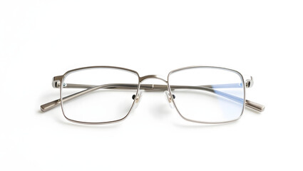 a stylish pair of eyeglasses with a metal frame. The glasses are displayed from a front-facing perspective 