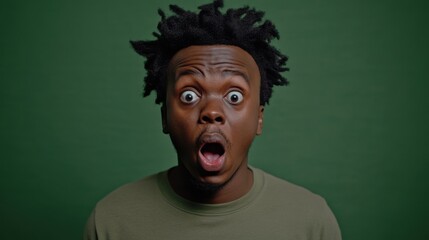 shocked man with wide open mouth and afro hairstyle
