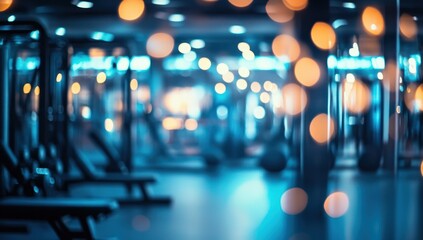 Fototapeta premium Blurred Night Gym: Fitness Center Ambiance