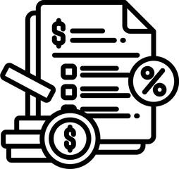 Tax Icon in Outline Style. Simple Vector Design. Simple Vector Outline Icon