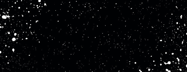 Black background with white splatter texture. The background is artistic and dynamic, featuring black and white contrast. Aesthetic background vector. Black background.