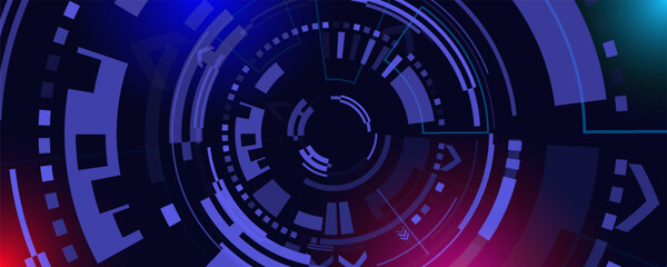 Circle white blue bright technology Hi-tech background. Abstract graphic digital future concept design.