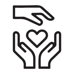 Charity and Care Giving Icon | Hands Holding Heart | Support and Kindness Symbol