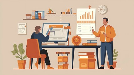 Teamwork & Business Strategy - Digital Office