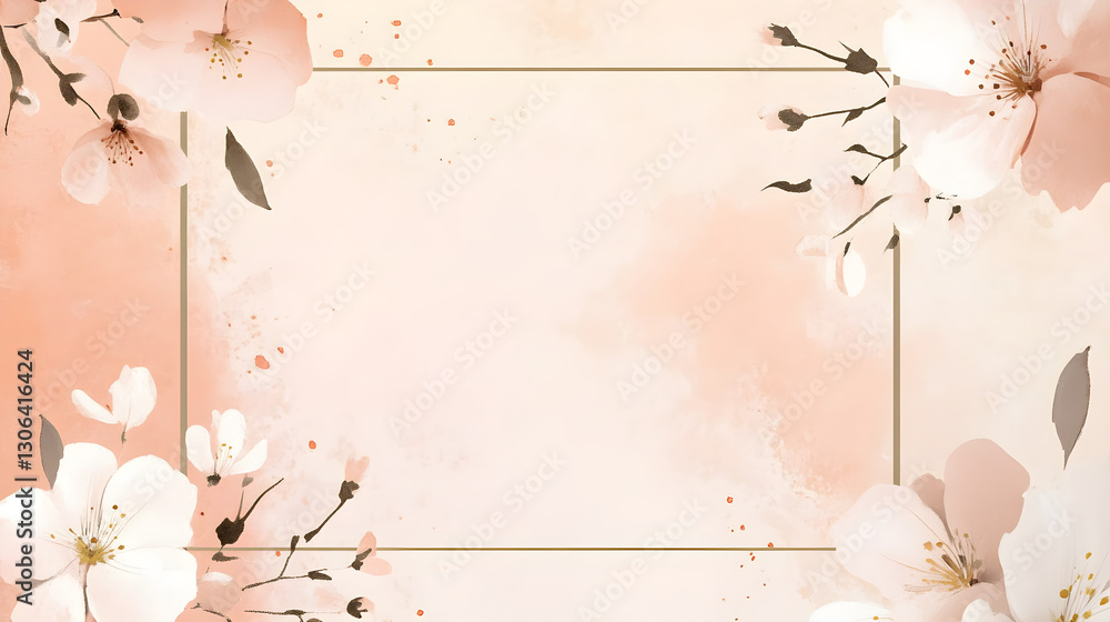 Poster soft pink background with a minimalist frame and space for text
