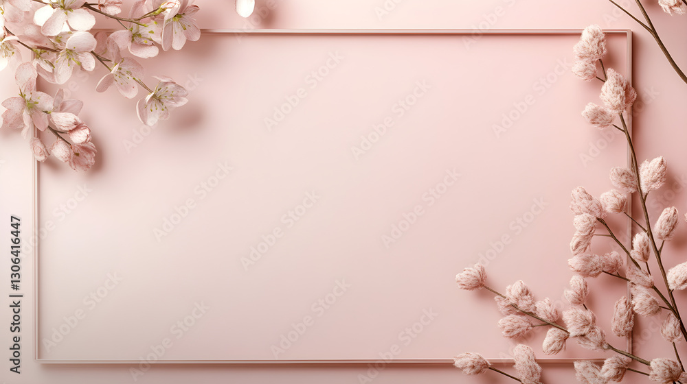 Poster soft pink background with a minimalist frame and space for text