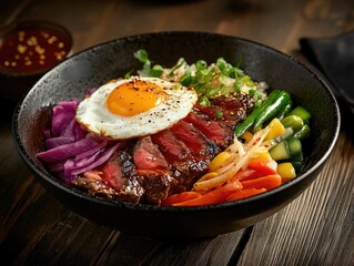 A visually appealing bowl of food contains various delicious ingredients