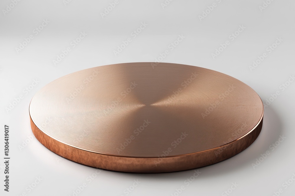 Poster metal round surface with circular texture on white background product display