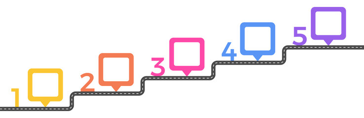 Road infographics template with five elements