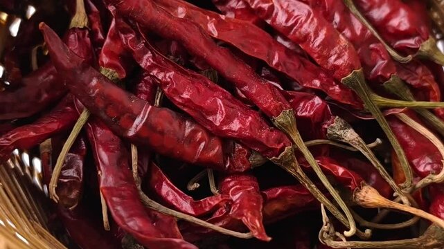 Dried chili peppers, close up