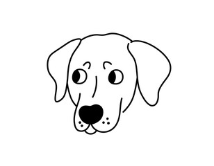 Vector isolated labrador retriever dog breed face portrait art design idea colorless black and white contour line easy drawing