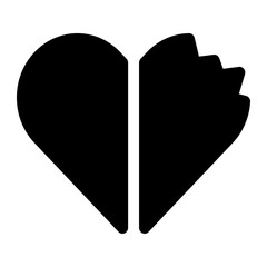  broken heart icon symbolizing heartbreak, separation, and emotions. Suitable for relationship, romance, and emotional themes.