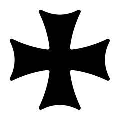 Sleek Black Maltese Cross Geometric Symbol in Bold Outline