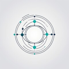 Abstract Geometric Design with Concentric Circles and Interconnected Nodes