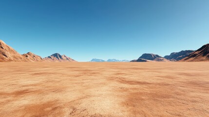 Naklejka premium Expansive Desert Landscape Under a Clear Blue Sky