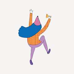 Dancing woman, funky illustration vector