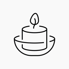 Scented candle aroma icon, line art design vector