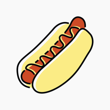 recommend clip art: Hot dog food icon, line art design vector