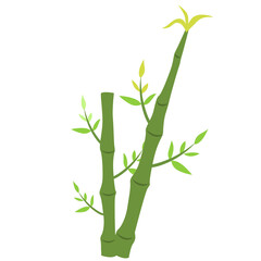 Cute green cartoon bamboo vector illustration with segmented stems and leaves. Ideal for children's designs, nature themes, or playful creative projects. Scalable, high-quality vector